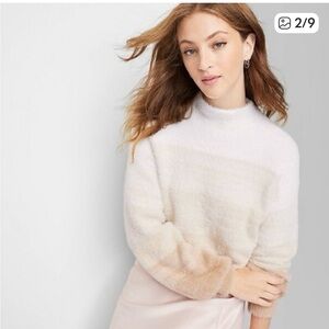 Wild Fable Ombré Fuzzy Cream Beige Pullover Sweater